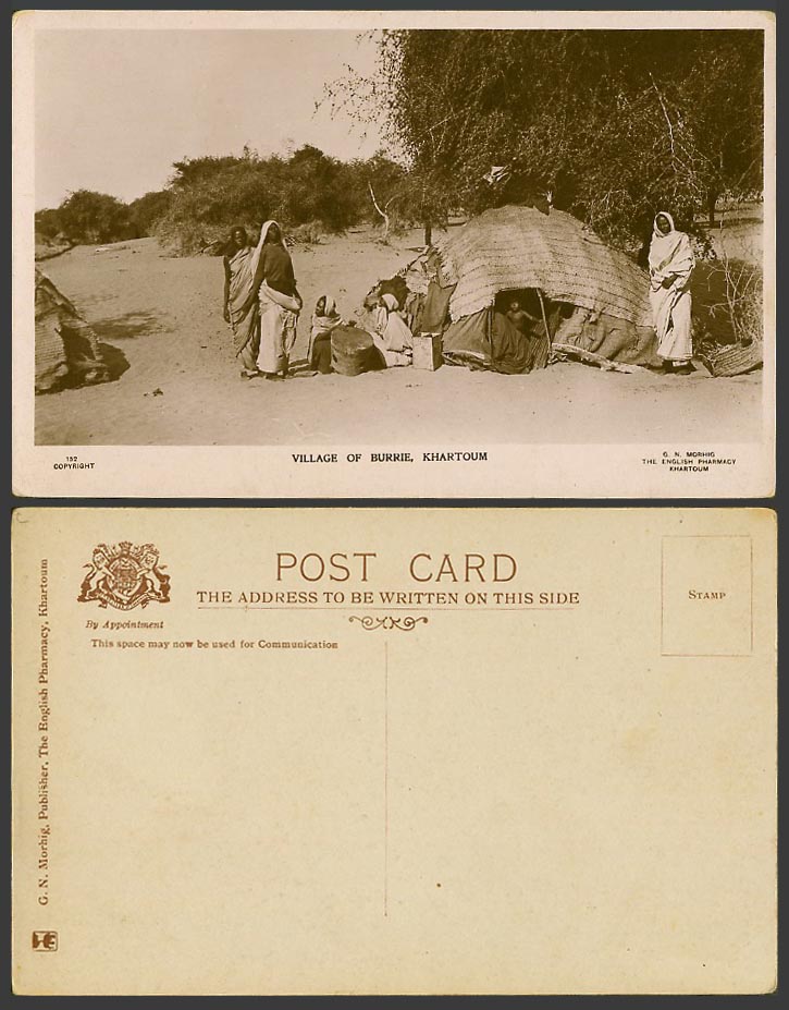 Sudan Old Real Photo Postcard Village of Burrie Khartoum African Ethnic Life 152