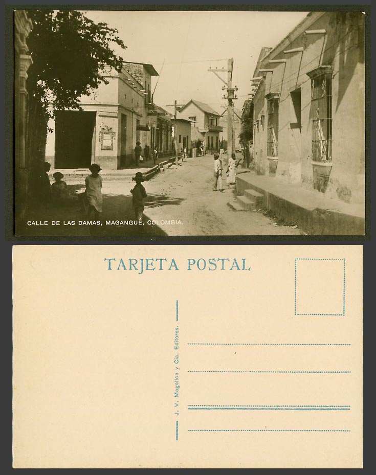 Colombia Old Real Photo Postcard Magangué, Calle de las Damas Street, Magangue
