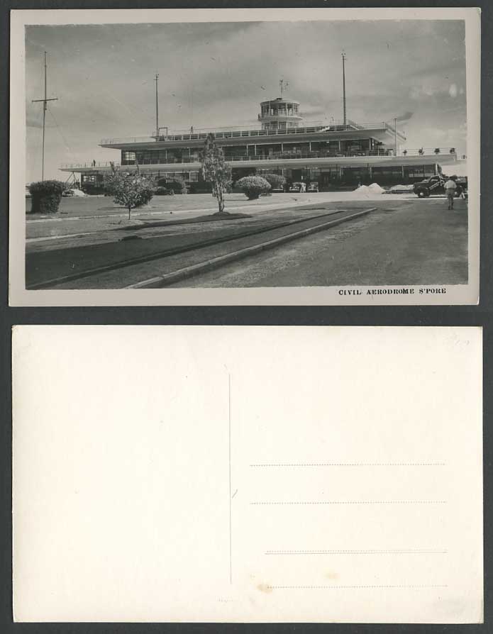 Singapore 1950 Old Real Photo Postcard Civil Aerodrome Airdrome Airport Airfield