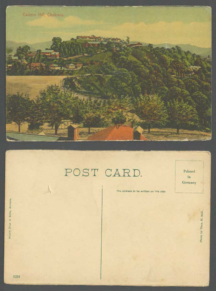 India Old Color Postcard EASTERN HILL CHAKRATA Panorama General View Thos H Bell