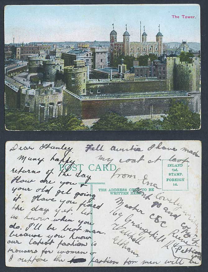 The Tower of London Old Colour Postcard Towers and Walls Panorama General View