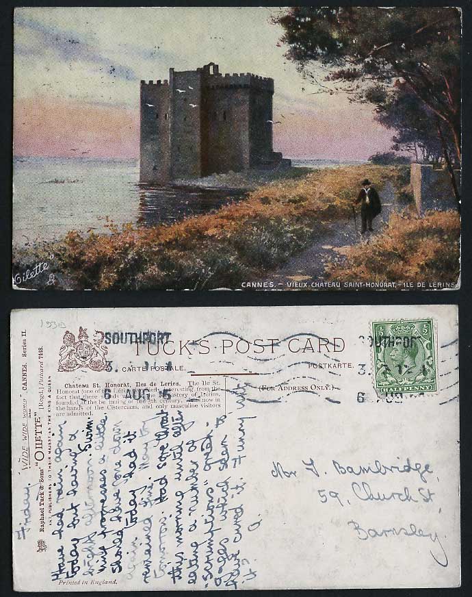 France Cannes 1915 Old Tuck's Postcard Vieux Chateau Saint-Honorat Ile de Lerins