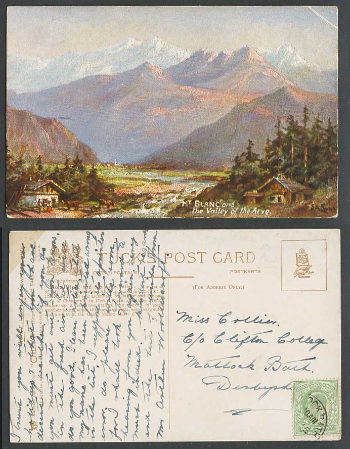 Switzerland France Old Tuck's Oilette Postcard Mt. Mont Blanc Valley of The Arve