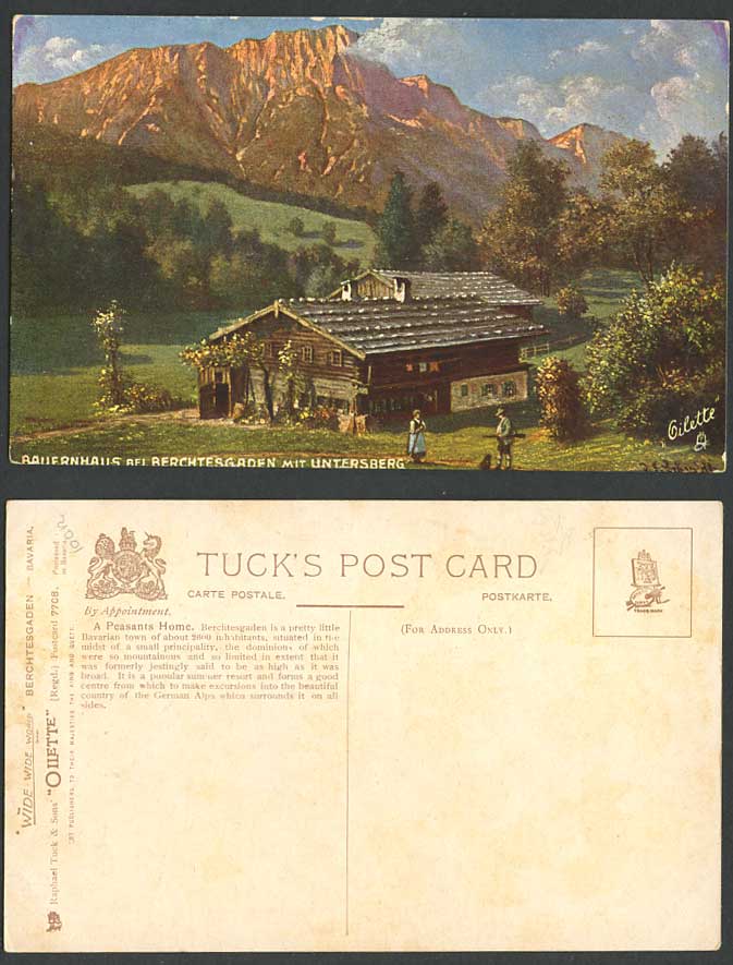 Germany Berchtesgaden Old Tuck's Oilette Postcard Bavaria Untersberg Bauernhaus