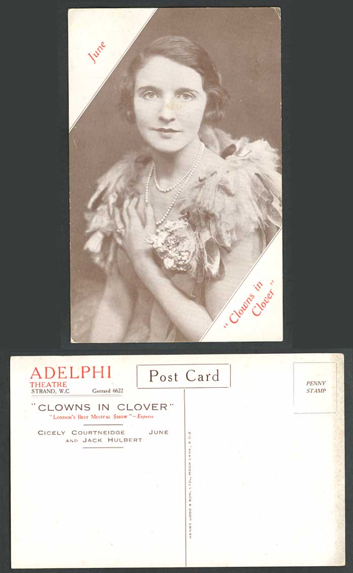 Clowns in Clover AdelphiTheatre Cicely Courteidge June Jack Hulbert Old Postcard