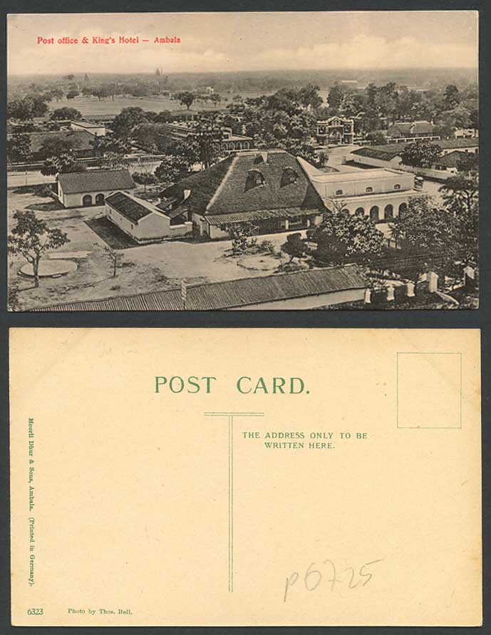 India Old Postcard Post Office & King's Hotel Ambala, Panorama General View 6323