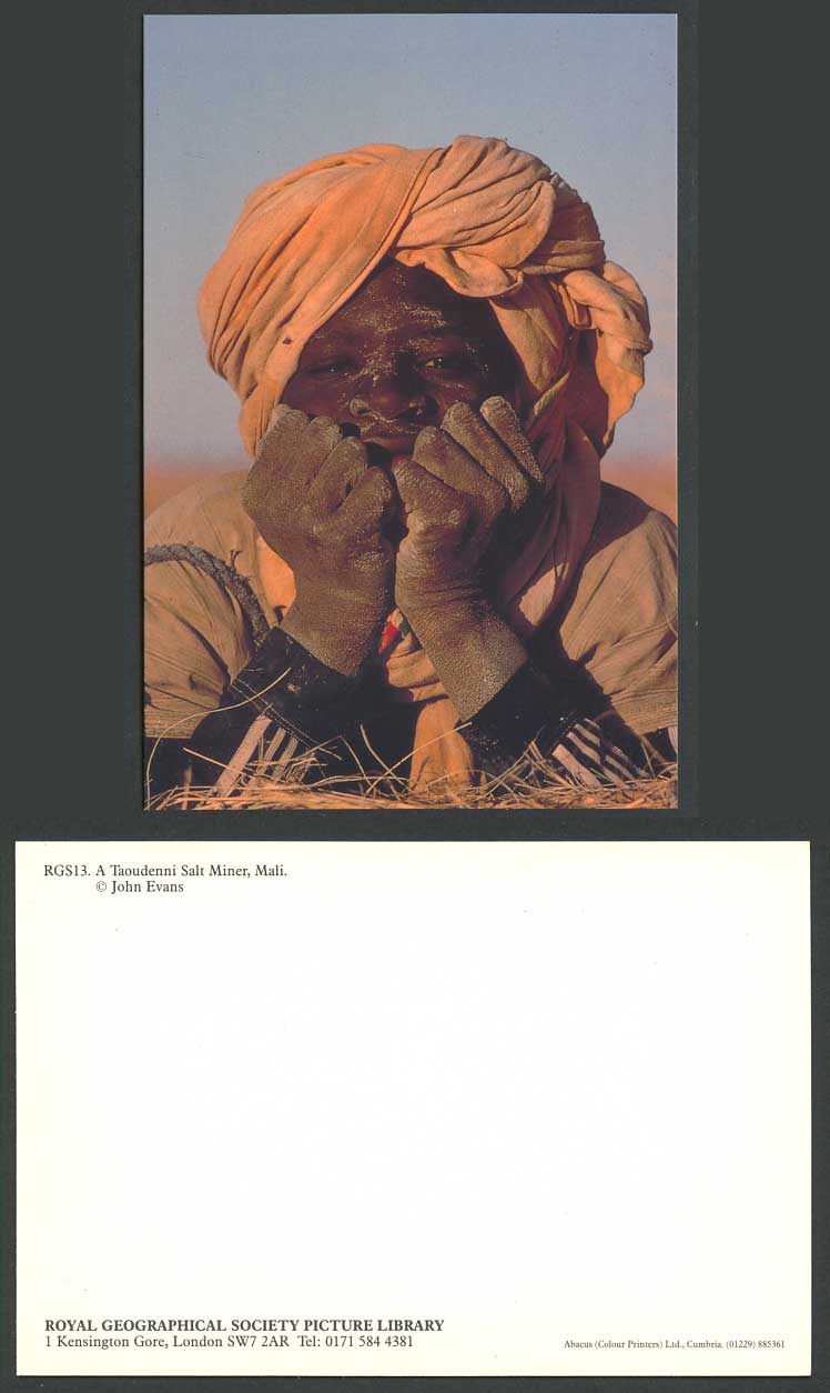 Mali Repro Postcard A Taoudenni Salt Miner Mine Mining John Evans Desert Man RGS