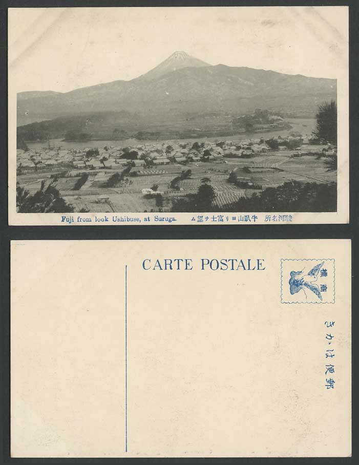 Japan Old Postcard Suruga Mount Mt Fuji from Ushibuse Ushivuse Mountain Panorama