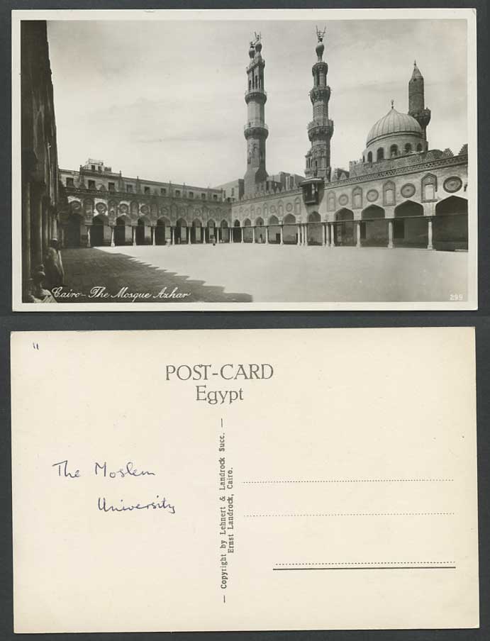 Egypt Old Real Photo Postcard Cairo Mosque Azhar, Blue Mosquee Moslem University