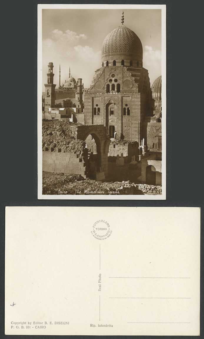 Egypt Old Real Photo Postcard Cairo Burial Places of Baharite Mamelukes Tombs RP