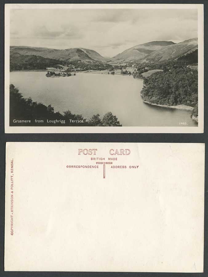 Grasmere from Loughrigg Terrace Hills Lake District Old Real Photo Postcard 1465