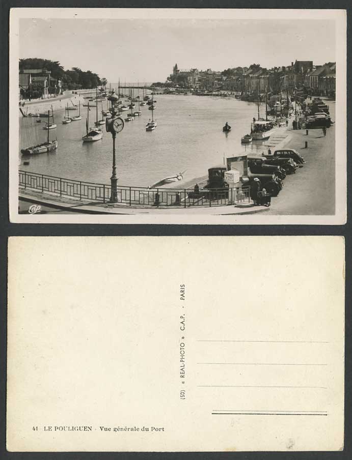 France Le Pouliguen Vue generale du Port Harbour Yachts Street Cars Old Postcard