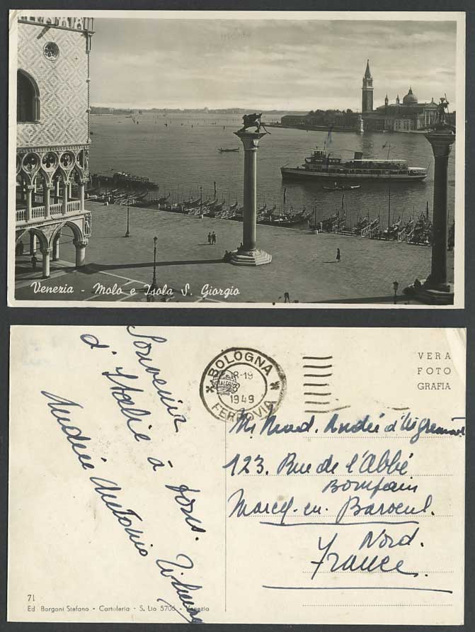 Italy 1949 Old RP Postcard Venezia Molo e Isola S San Giorgio Venice ...