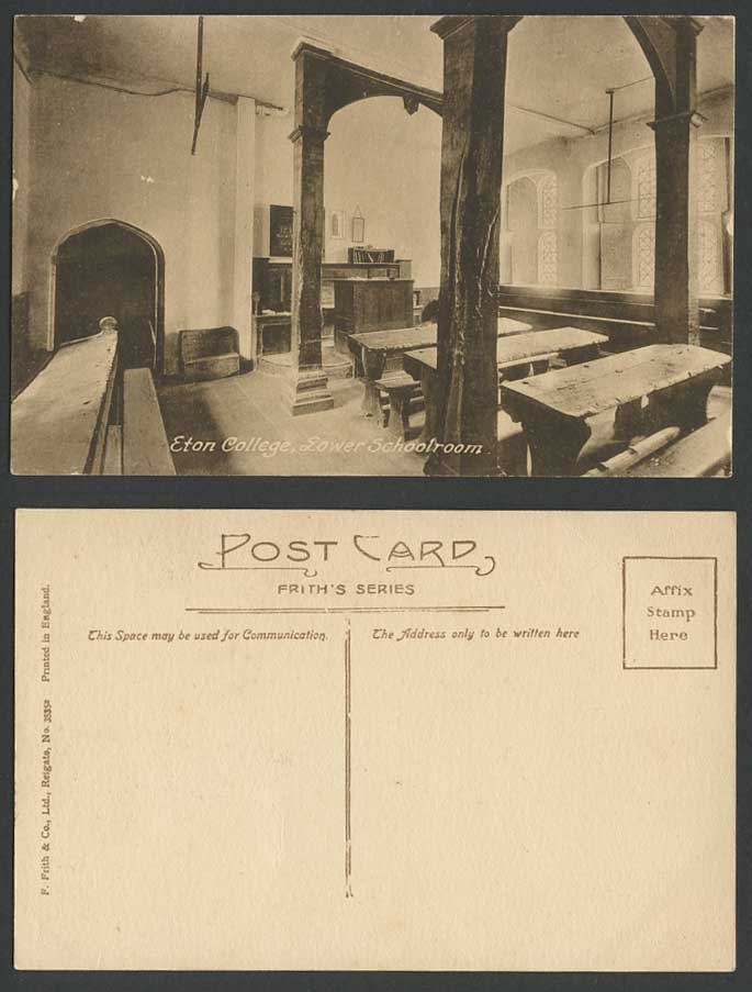 Eton College Lower Schoolroom School Room Berkshire, Frith's Series Old Postcard