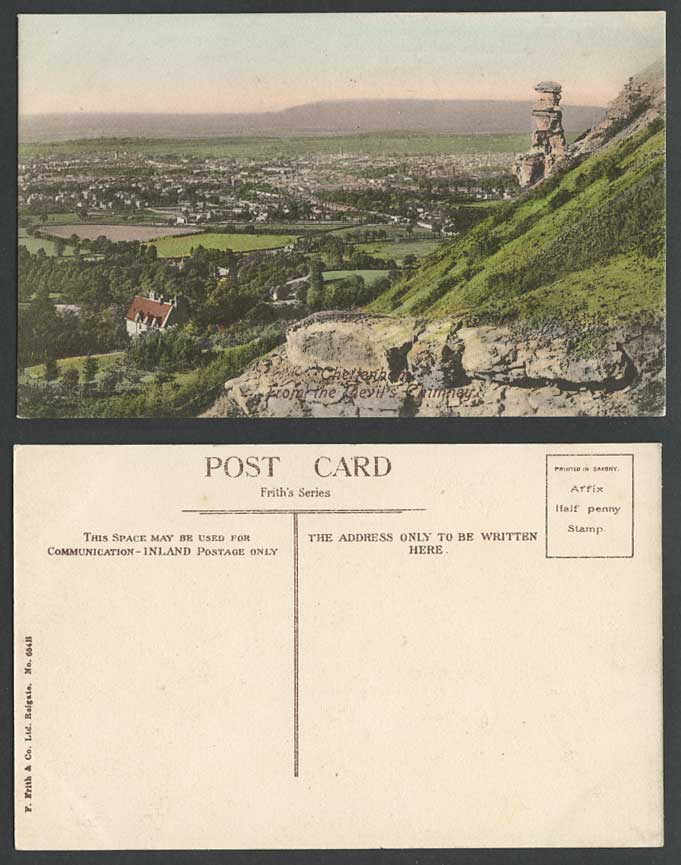 Cheltenham, Devil's Chimney Old Hand Tinted Postcard Rocks Panorama General View