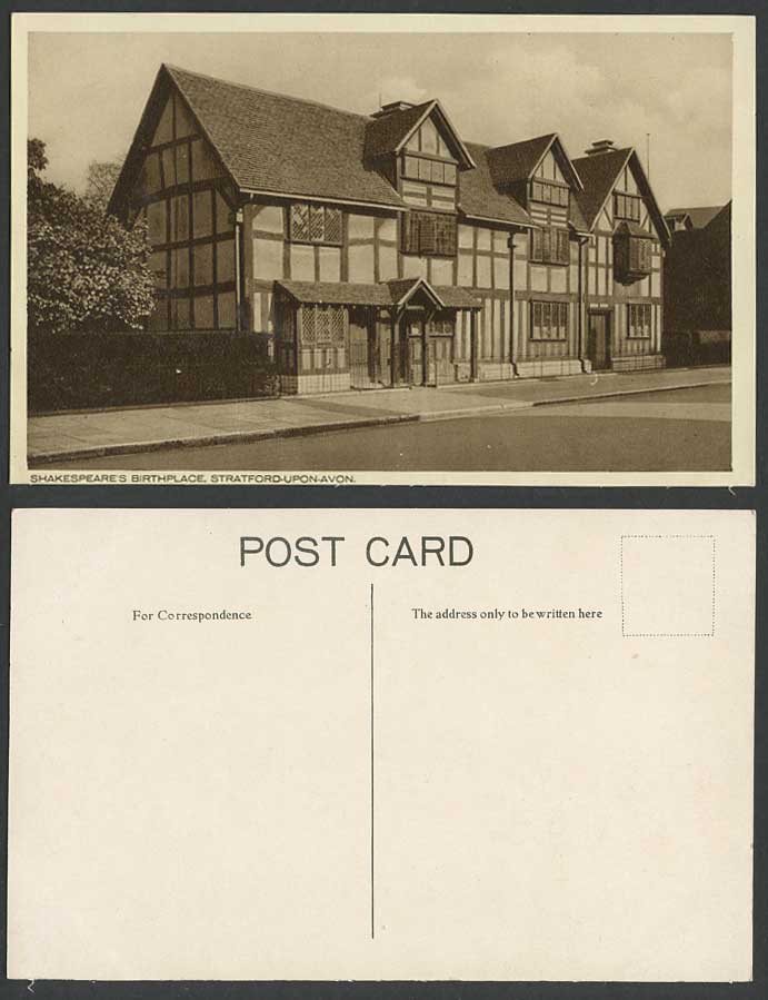 Stratford-on-Avon Shakespeare's Birthplace Tudor House Old Postcard Warwickshire