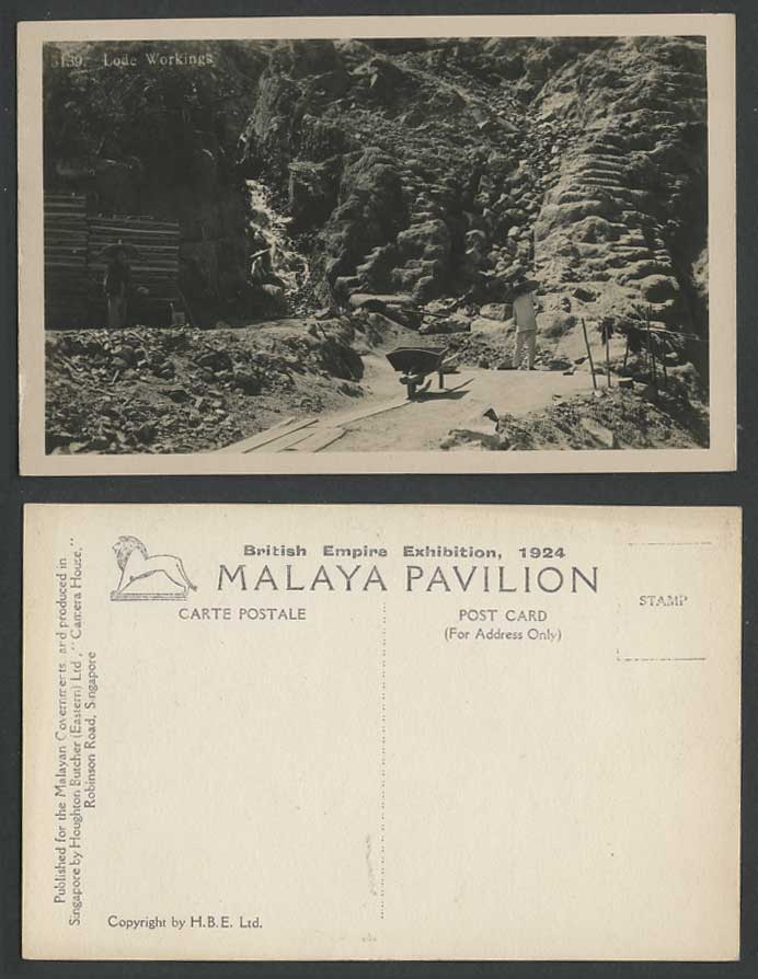 Malay Miners Lode Workings Waterfall British Empire Exhibition 1924 Old Postcard