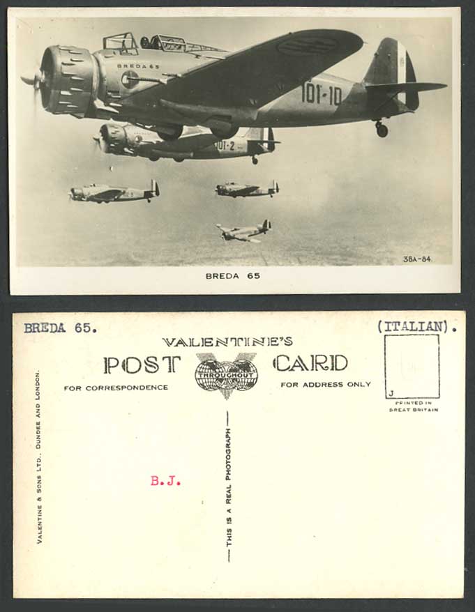 Breda Ba. 65 Italian all-metal single-engine low-wing Monoplane WW2 Old Postcard