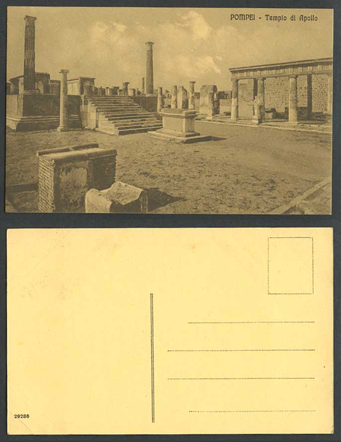 Italy Old Postcard Pompeii Pompei Ruins Tempio di Apollo Temple Columns Pillars