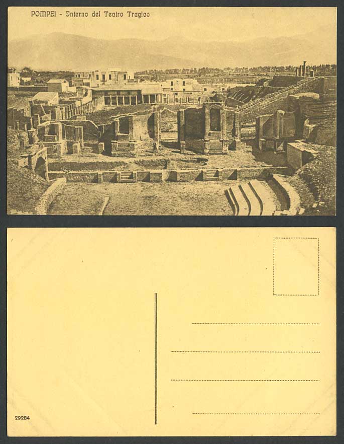 Italy Old Postcard Pompeii Pompei Ruins Interno del Teatro Tragico Drama Theatre