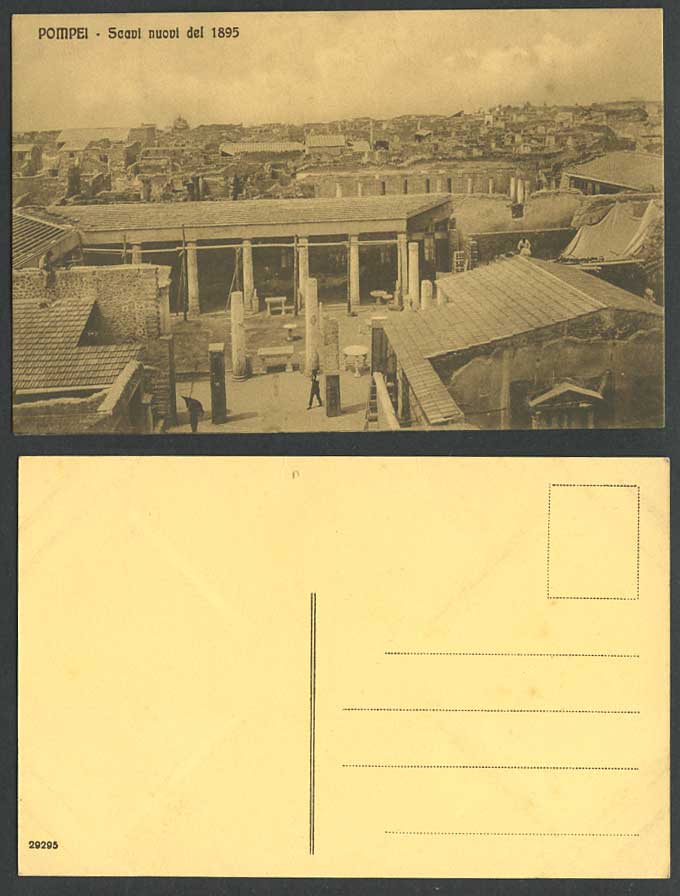 Italy Old Postcard Pompeii Pompei Ruins, Scavi Nuovi del 1895, New Digs, Columns