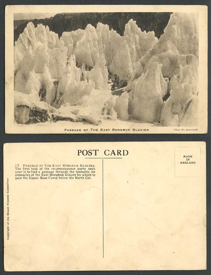 TIBET China Old Postcard Passage of East Rongbuk Glacier Upper Base Camp Nth Col