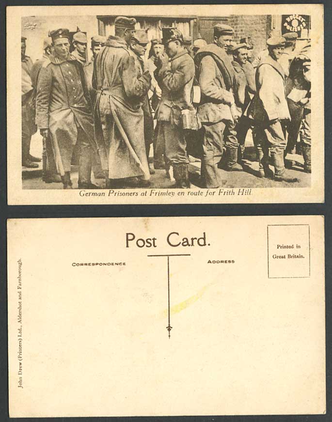 German Prisoners of War at Frimley en route for Frith Hill POW Camp Old Postcard