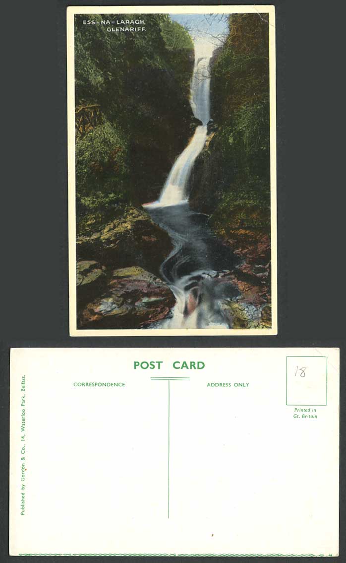 Ireland Old Colour Postcard Ess-Na-Laragh Glenariffe Waterfall County Co. Antrim