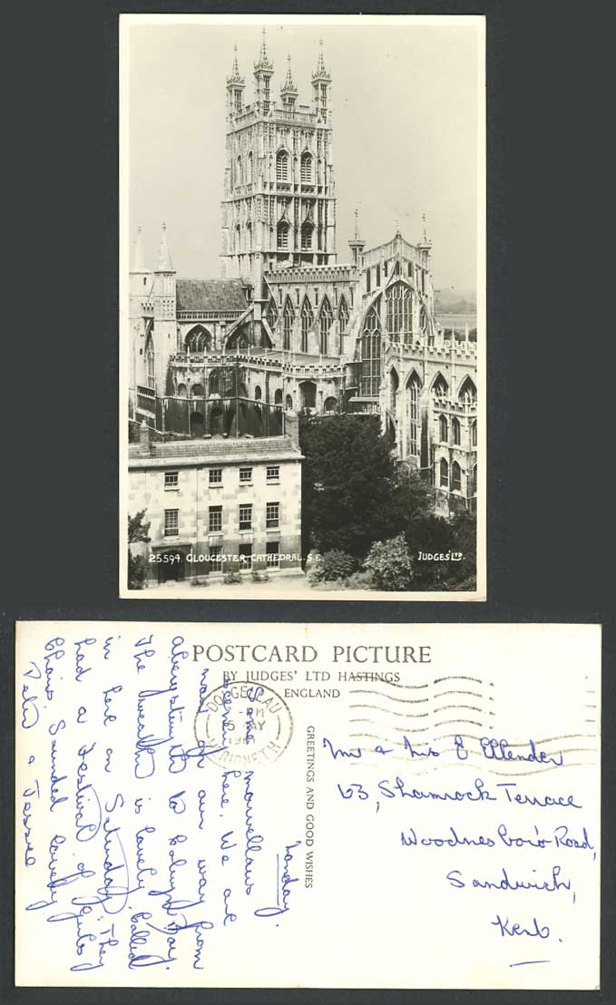 Gloucester Cathedral S.E. South East Gloucestershire Old Real Photo Postcard Jgs