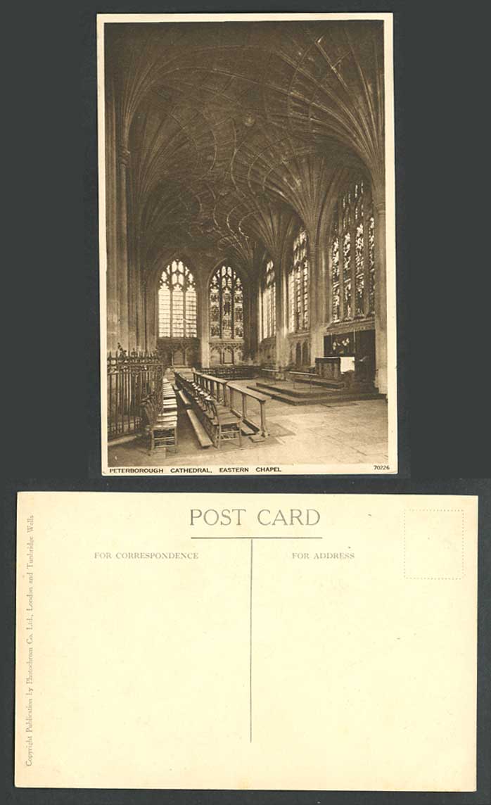 Peterborough Cathedral Interior Eastern Chapel Stained Glass Window Old Postcard