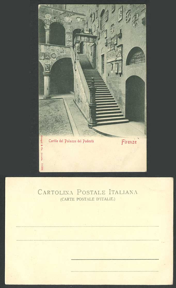 Italy Firenze Cortile del Palazzo del Podesta Florence Courtyard Old UB Postcard