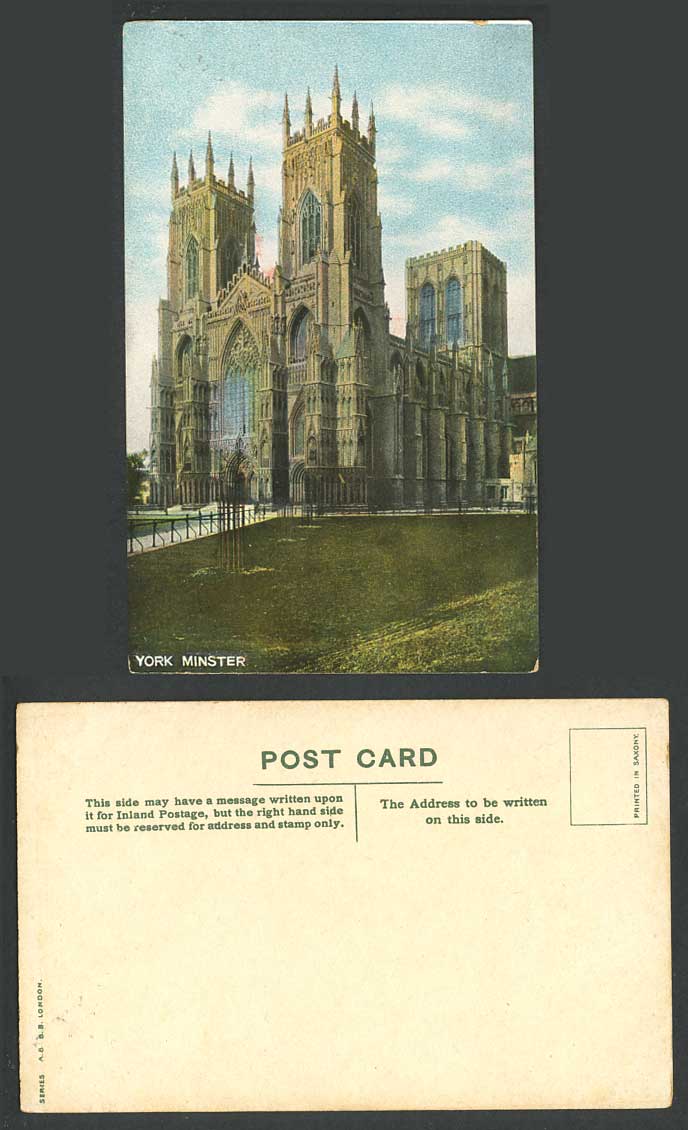 York Minster, Yorkshire Old Colour Postcard Church Cathedral B.B. London A.8