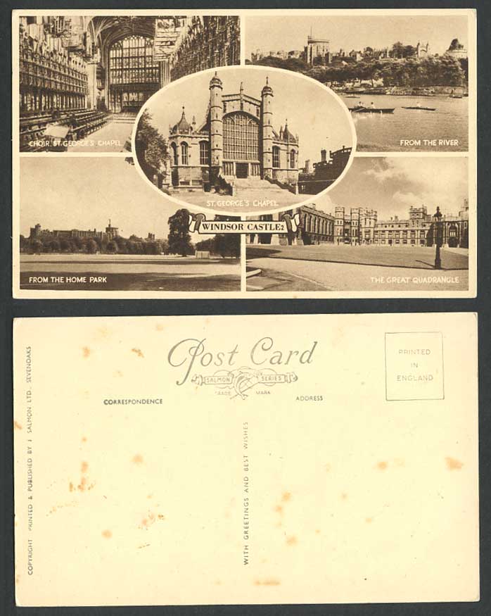 Windsor Castle St. George's Chapel Choir Home Park Great Quadrangle Old Postcard