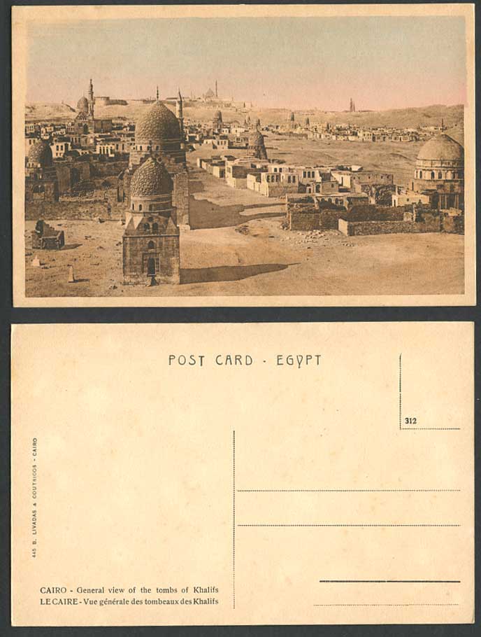 Egypt Old Hand Tinted Postcard Cairo Tombs of Khalifs Tombeaux des Khalifs Caire