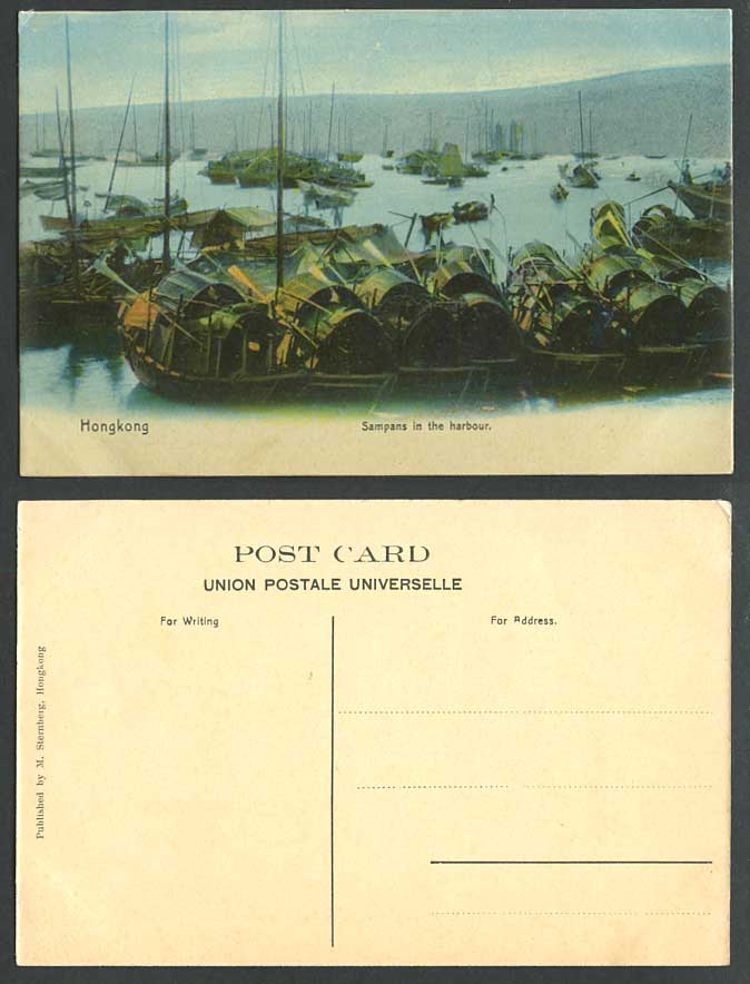 Hong Kong China Old Colour Postcard Sampans in The Harbour Native Boats Shipping