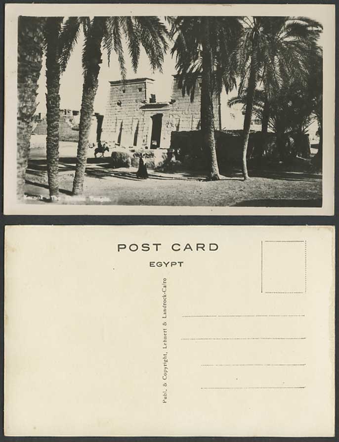 Egypt Old Real Photo Postcard Karnak Temple Ruins Entrance Gate Palm Trees L & L
