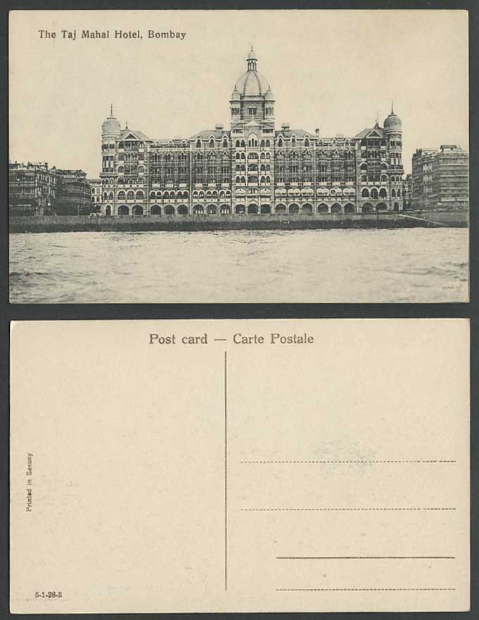 India Old Postcard The Taj Mahal Hotel, Bombay, Building Front Panorama 5-1-28-3