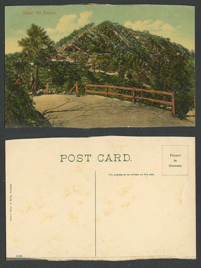 India Old Colour Postcard Kasauli Gilbert Hill Mountains Trees, Moorli Dhur 1115