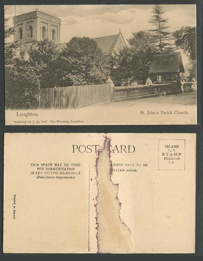 Loughton, St. John's Parish Church, Street Scene, Essex Old Postcard J.R. Duff.