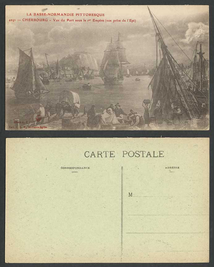 Cherbourg Harbour Sailing Boats 1st Empire from Epi Basse-Normandie Old Postcard