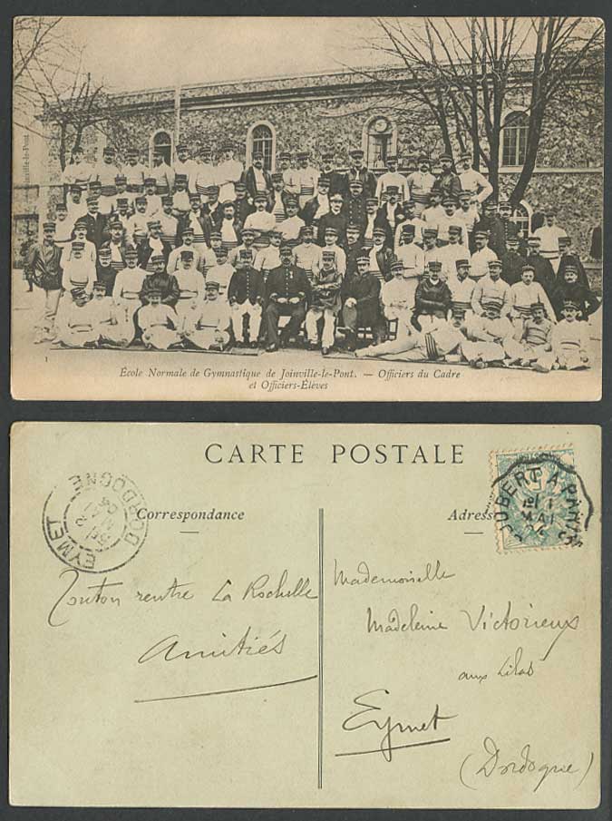 Joinville-le-Pont Gymnastics Normal School 1904 Old Postcard Officer Cadre Pupil