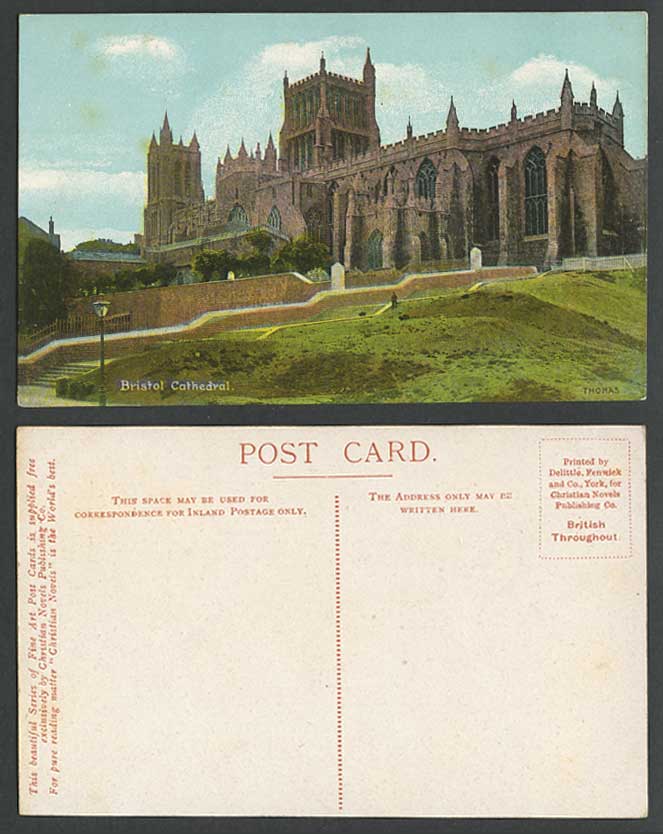 Bristol Cathedral, Church, Steps Stairs Old Colour Postcard by Christian Novels