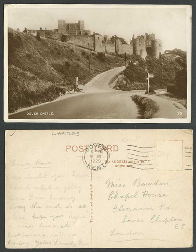 Dover Castle 1926 Old Real Photo Postcard Entrance Gate Street Scene Kent No. 20