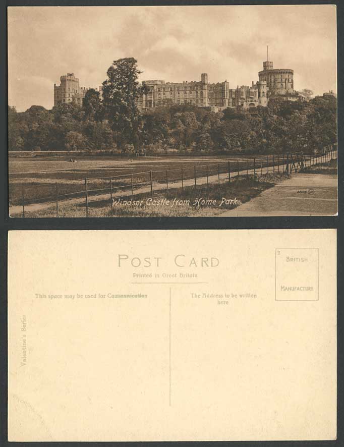 Windsor Castle from Home Park Old Postcard Berkshire Valentine's Series No.3327k