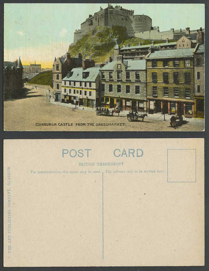 Edinburgh Castle Grassmarket Old Postcard Black Bull Lodgings for Traveller, Inn