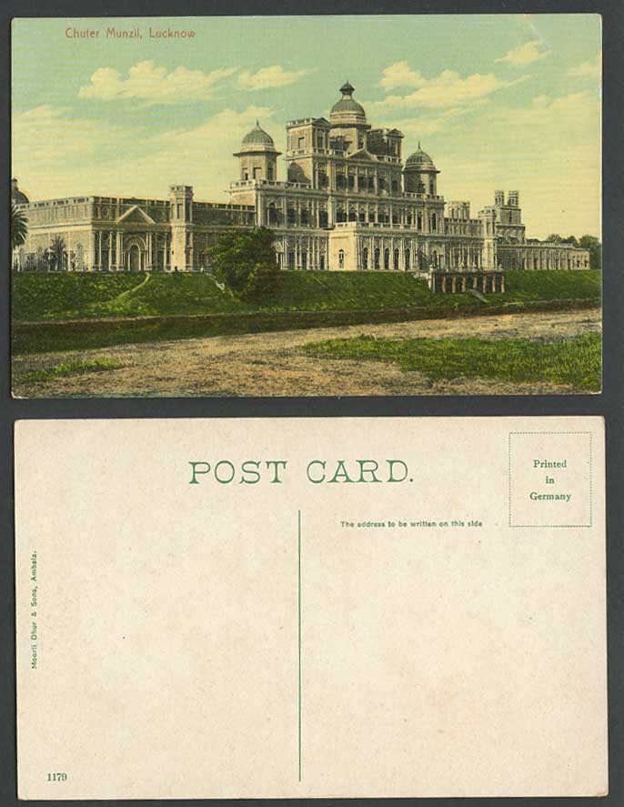 India Old Colour Postcard Chuter Munzil Lucknow, British Indian Moorli Dhur 1179