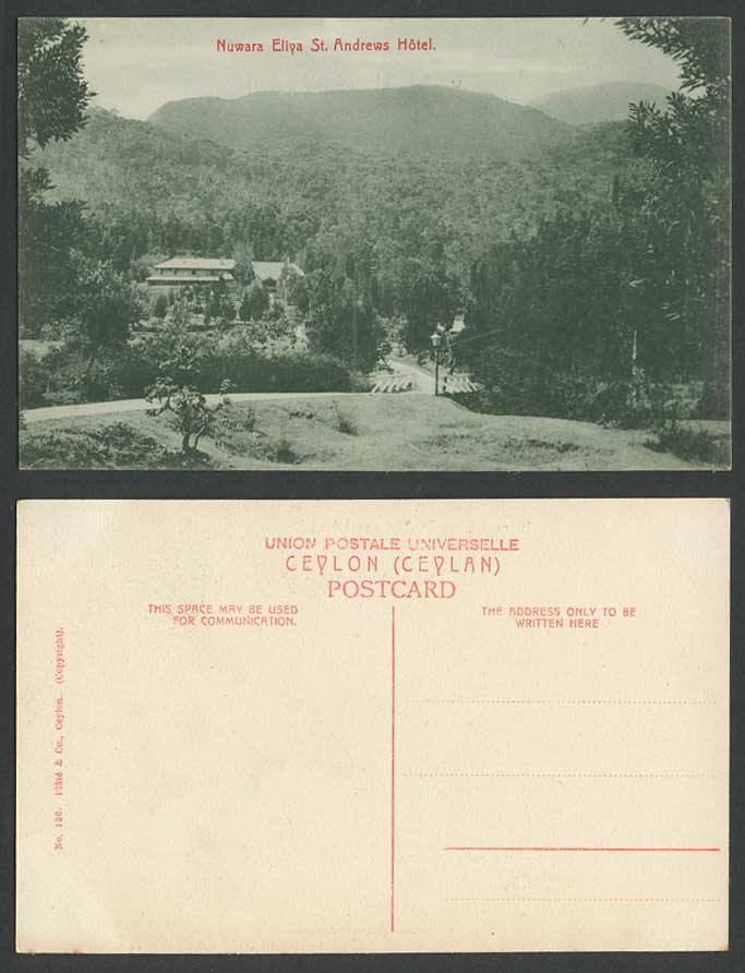 Ceylon Old Postcard Nuwara Eliya, St. Andrews Hotel, Mountains, Sri Lanka Ceylan
