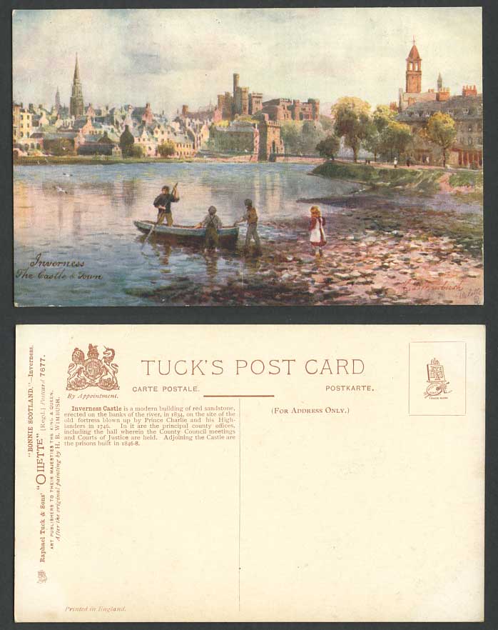Inverness Castle, River Old Tuck's Oilette Postcard Bonnie Scotland H.B. Wimbush