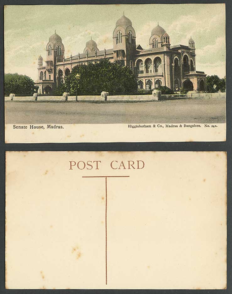 India Old Colour Postcard Senate House Madras Designed by Chisholm Unveiled 1887