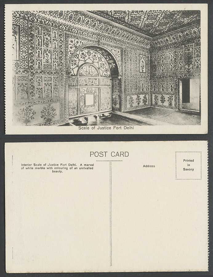 India Old Postcard The Scale of Justice Fort Delhi Interior by Emperor Shahjahan